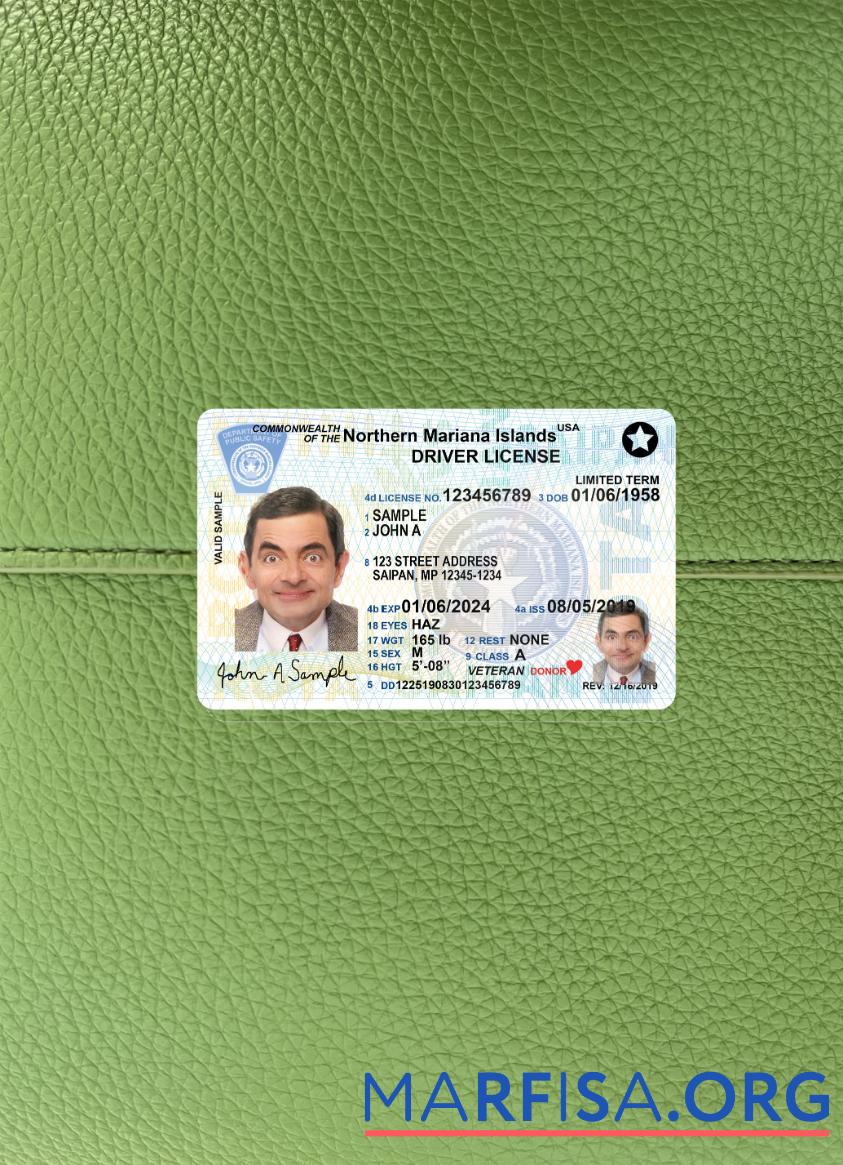 Blank USA Northern Mariana Islands driving license 2019 present photolook sample